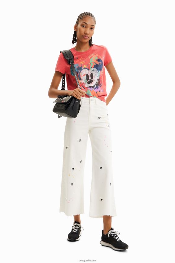 Desigual moterys Disnėjaus „Mickey Mouse“ meniški marškinėliai apranga S606BV901