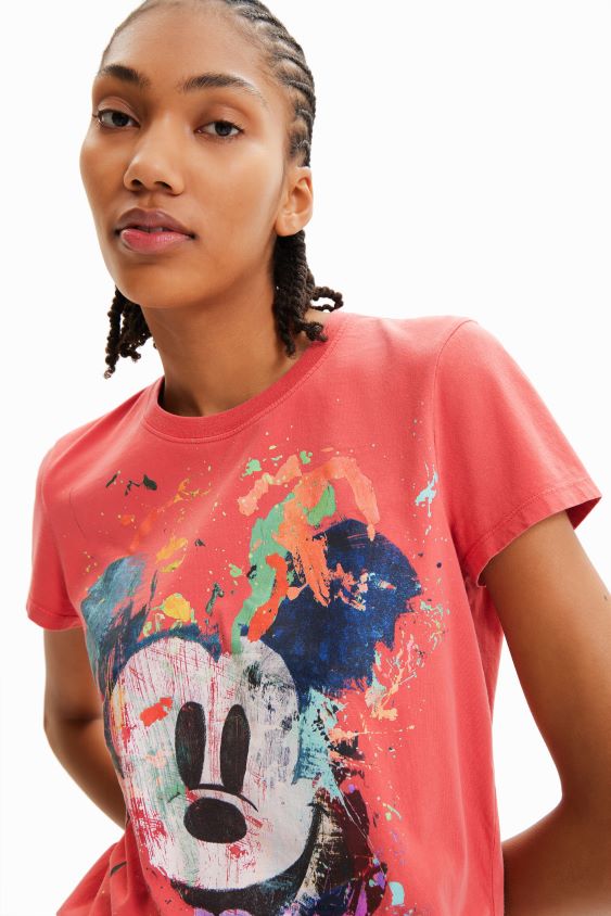 Desigual moterys Disnėjaus „Mickey Mouse“ meniški marškinėliai apranga S606BV901