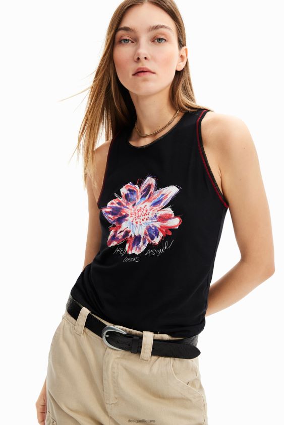 Desigual moterys Gėlėti marškinėliai be rankovių apranga S606BV1167