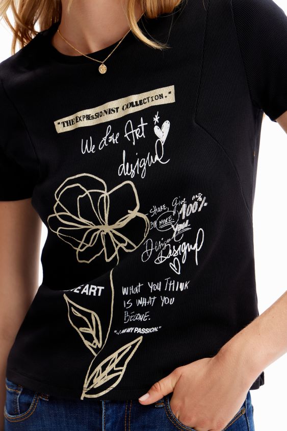 Desigual moterys Gėlių žinučių marškinėliai apranga S606BV121