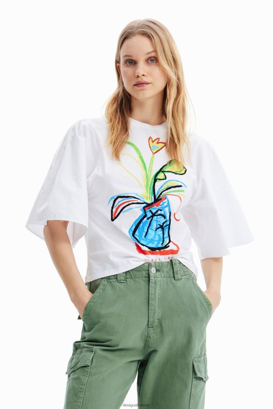 Desigual moterys Poplino marškinėliai didelėmis rankovėmis apranga S606BV343
