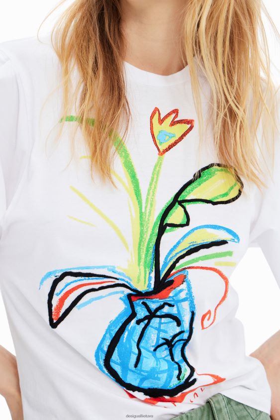 Desigual moterys Poplino marškinėliai didelėmis rankovėmis apranga S606BV343