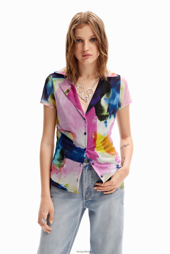 Desigual moterys akvarelės tiulio kurorto marškinėliai apranga S606BV1141