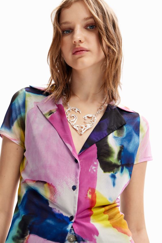 Desigual moterys akvarelės tiulio kurorto marškinėliai apranga S606BV1141