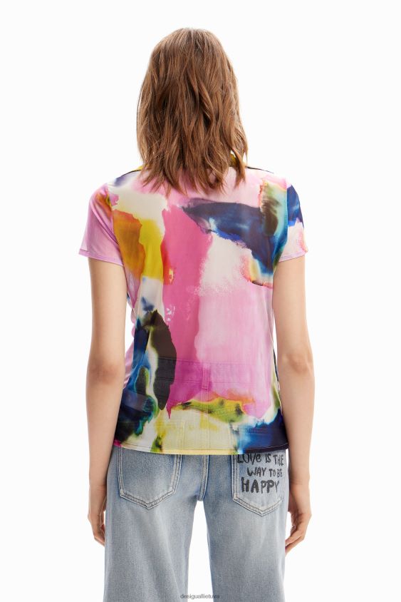 Desigual moterys akvarelės tiulio kurorto marškinėliai apranga S606BV1141