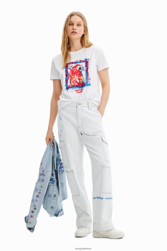 Desigual moterys atogrąžų papūgos marškinėliai apranga S606BV1009