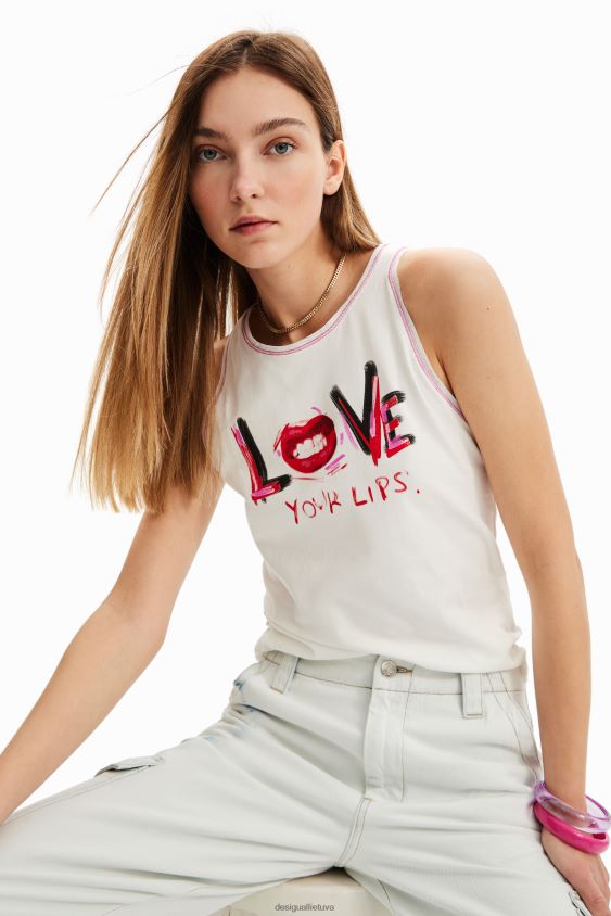 Desigual moterys berankovių žinučių marškinėliai apranga S606BV872