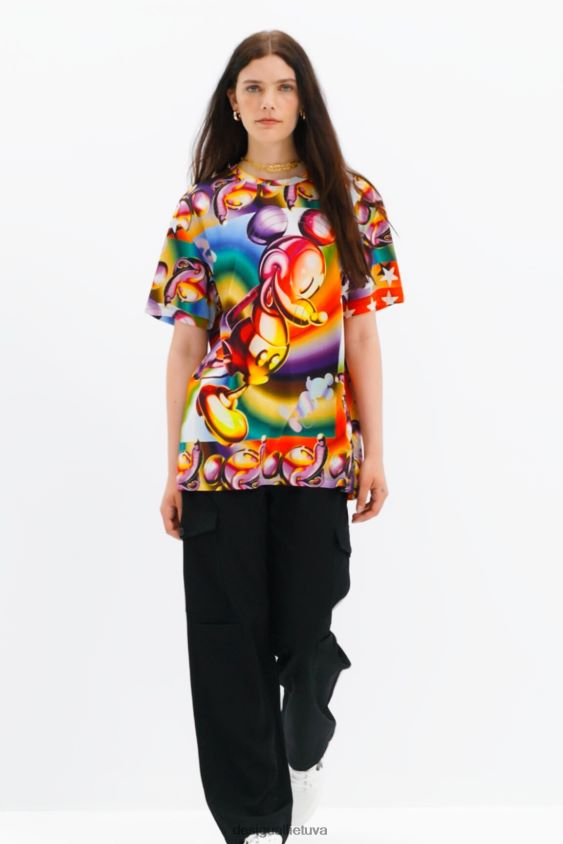 Desigual moterys daugiaspalviai oversize peliuko Mikio marškinėliai apranga S606BV14