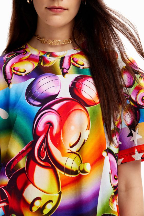 Desigual moterys daugiaspalviai oversize peliuko Mikio marškinėliai apranga S606BV14