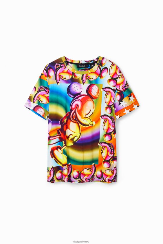 Desigual moterys daugiaspalviai oversize peliuko Mikio marškinėliai apranga S606BV14
