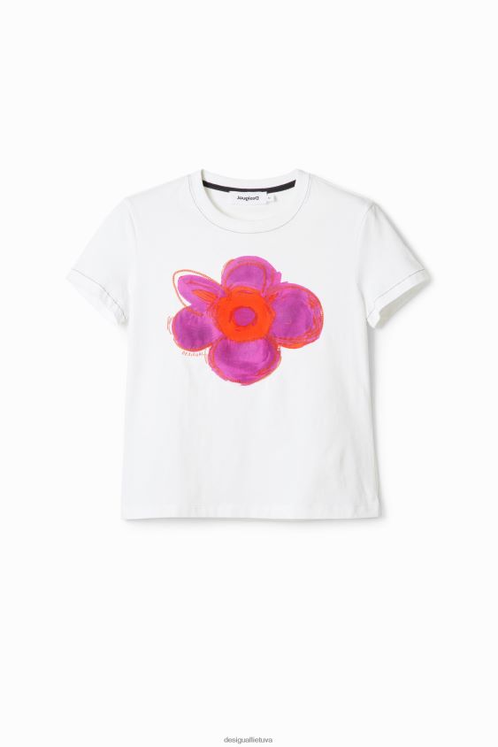 Desigual moterys gėlių iliustracijos marškinėliai apranga S606BV37