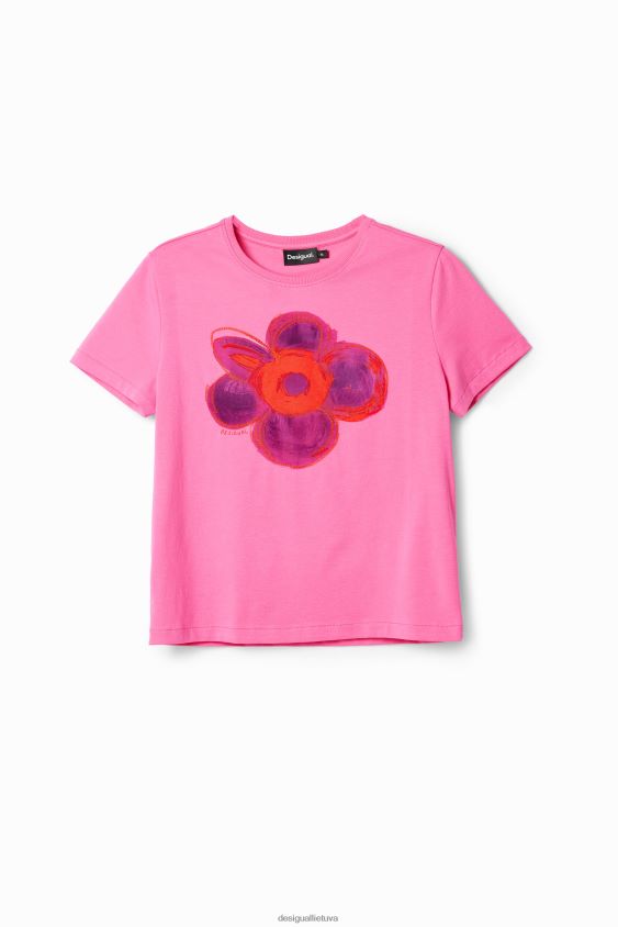 Desigual moterys gėlių iliustracijos marškinėliai apranga S606BV8