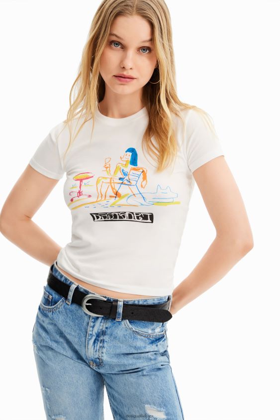 Desigual moterys iliustruoti marškinėliai trumpomis rankovėmis apranga S606BV773