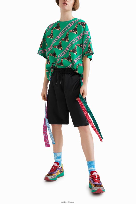 Desigual moterys johnson hartig unisex oversize marškinėliai apranga S606BV1043