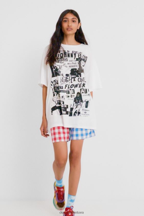 Desigual moterys johnson hartig unisex oversize marškinėliai apranga S606BV439