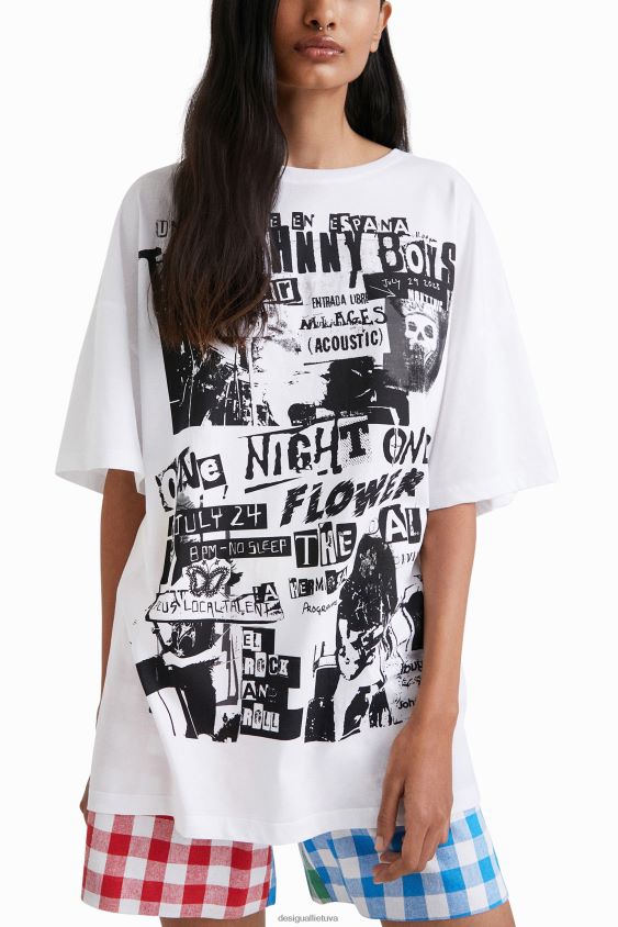 Desigual moterys johnson hartig unisex oversize marškinėliai apranga S606BV439