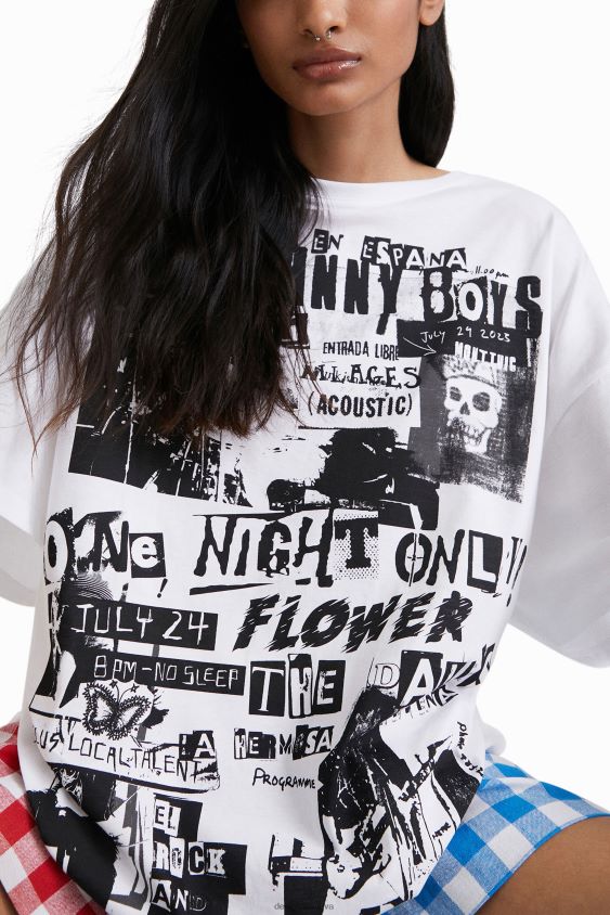 Desigual moterys johnson hartig unisex oversize marškinėliai apranga S606BV439