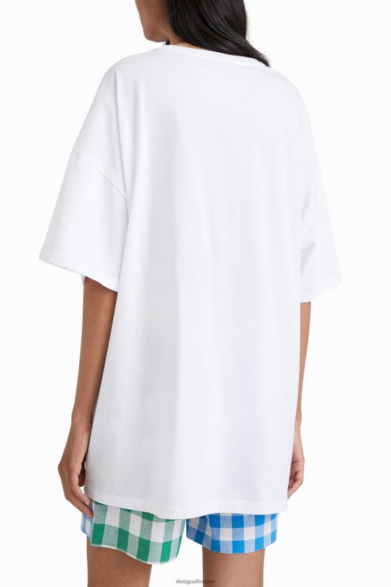 Desigual moterys johnson hartig unisex oversize marškinėliai apranga S606BV439