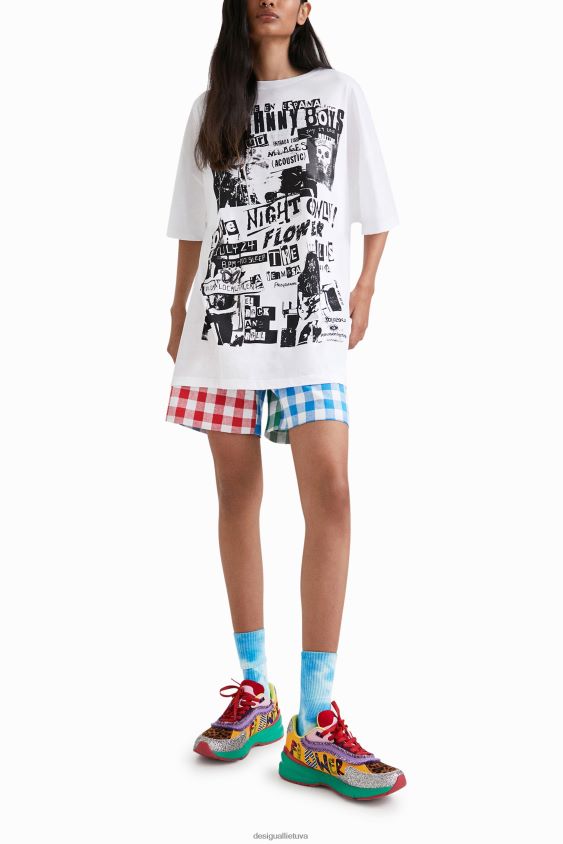 Desigual moterys johnson hartig unisex oversize marškinėliai apranga S606BV439