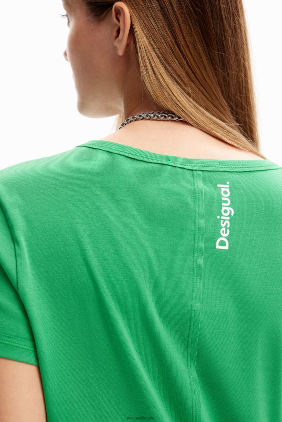 Desigual moterys koliažo žinutės marškinėliai apranga S606BV854