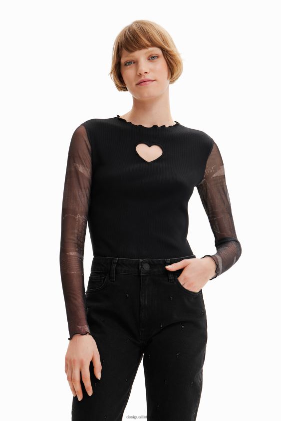 Desigual moterys kombinuoti širdelės iškirpti marškinėliai apranga S606BV369