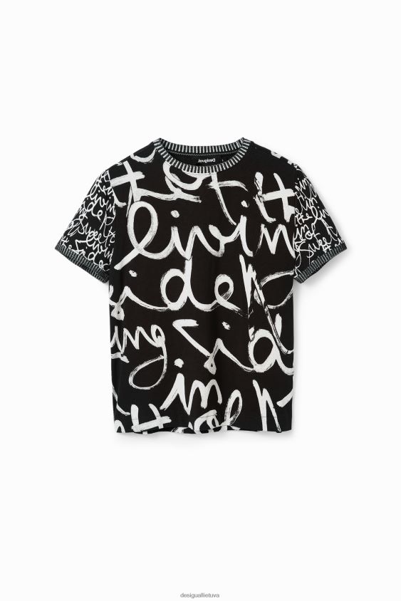 Desigual moterys kontrastingos žinutės marškinėliai apranga S606BV328