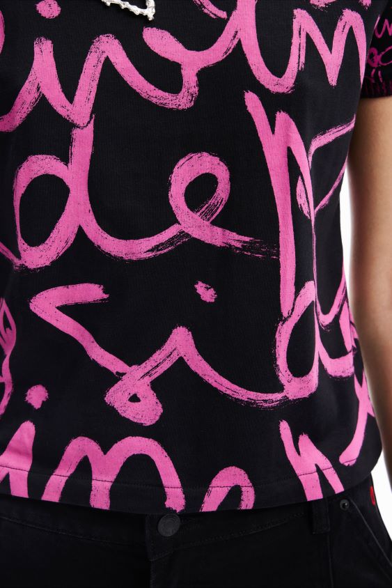 Desigual moterys kontrastingos žinutės marškinėliai apranga S606BV654