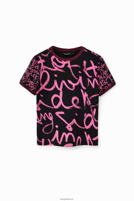 Desigual moterys kontrastingos žinutės marškinėliai apranga S606BV654
