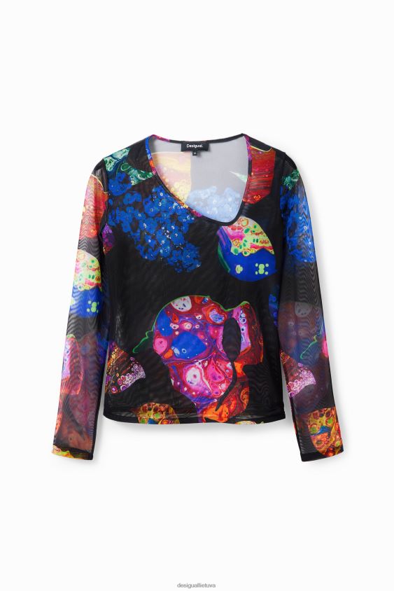 Desigual moterys m. christian Lacroix mineralinio tiulio marškinėliai apranga S606BV221