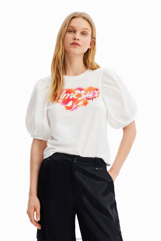 Desigual moterys marškinėliai pūstomis rankovėmis apranga S606BV298