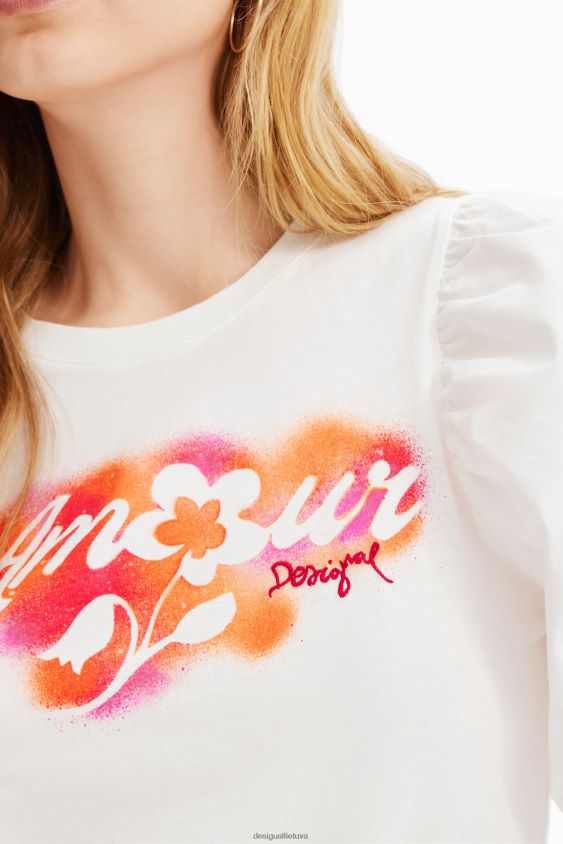 Desigual moterys marškinėliai pūstomis rankovėmis apranga S606BV298