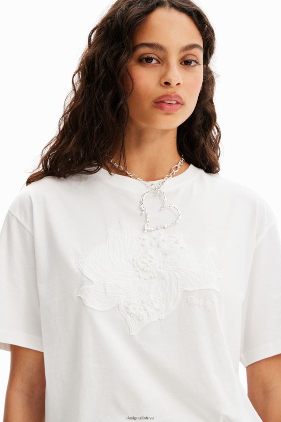 Desigual moterys marškinėliai su gėlių lopais apranga S606BV142