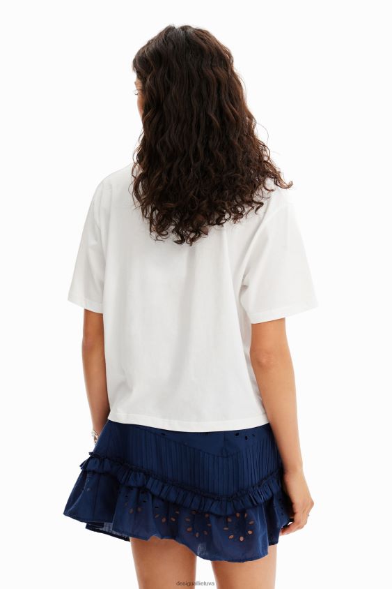 Desigual moterys marškinėliai su gėlių lopais apranga S606BV142