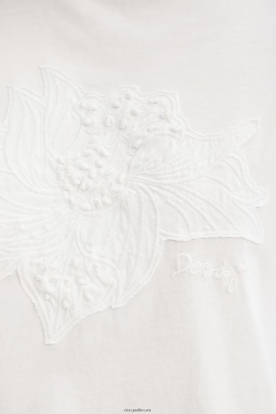 Desigual moterys marškinėliai su gėlių lopais apranga S606BV142
