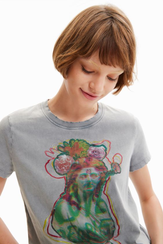 Desigual moterys marškinėliai su krūtine trumpomis rankovėmis apranga S606BV1017