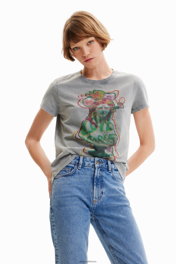 Desigual moterys marškinėliai su krūtine trumpomis rankovėmis apranga S606BV1017