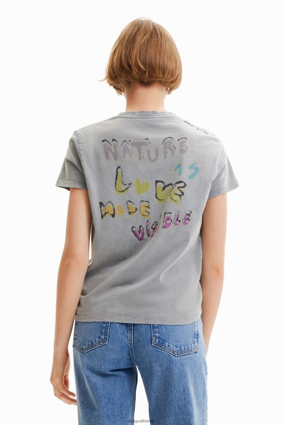 Desigual moterys marškinėliai su krūtine trumpomis rankovėmis apranga S606BV1017