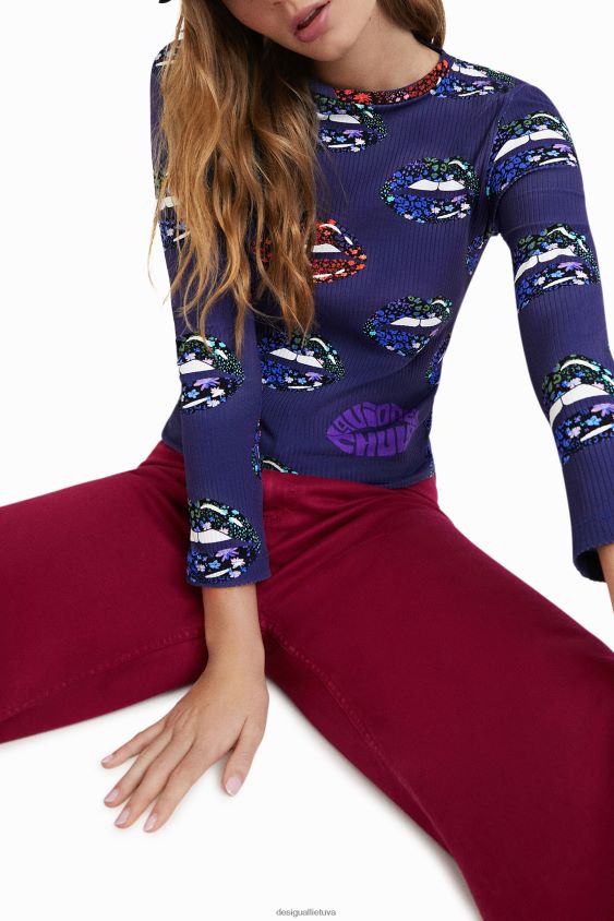Desigual moterys marškinėliai su ribine iškirpte nugara apranga S606BV1054