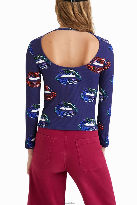 Desigual moterys marškinėliai su ribine iškirpte nugara apranga S606BV1054