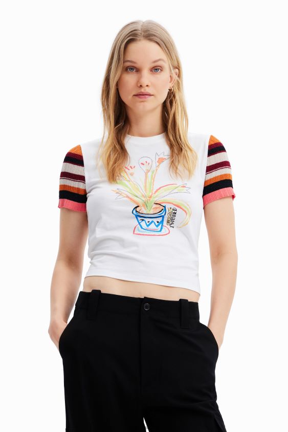 Desigual moterys megzti dryžuoti marškinėliai apranga S606BV389