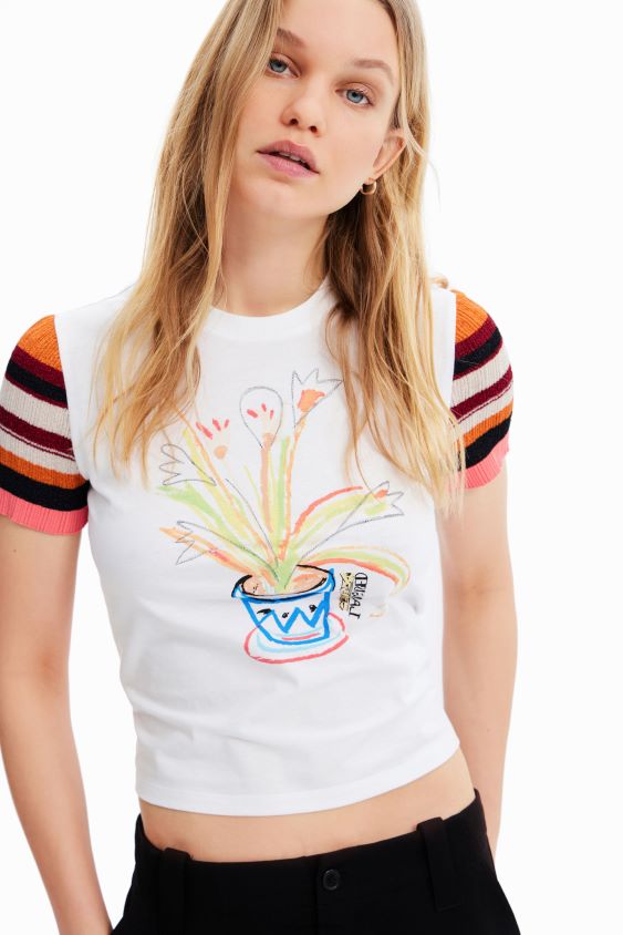 Desigual moterys megzti dryžuoti marškinėliai apranga S606BV389
