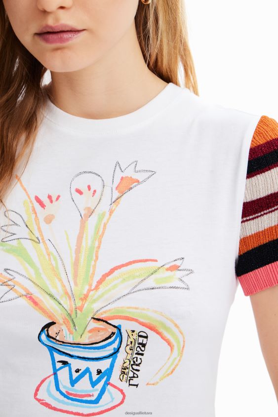 Desigual moterys megzti dryžuoti marškinėliai apranga S606BV389