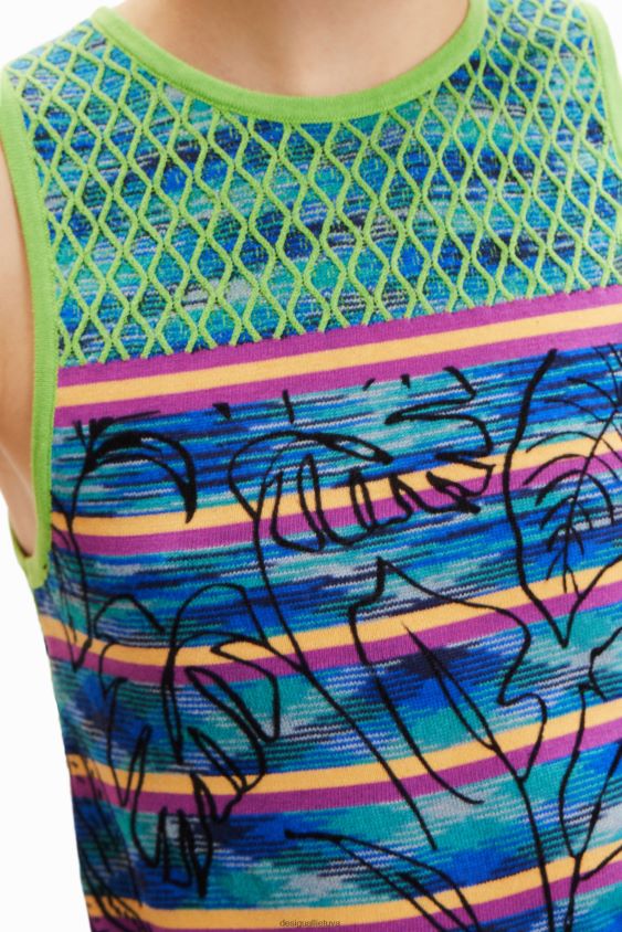 Desigual moterys megzti dryžuoti marškinėliai apranga S606BV457