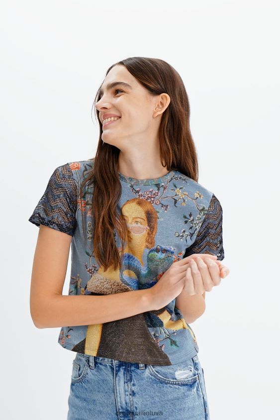 Desigual moterys megzti koliažiniai marškinėliai apranga S606BV858