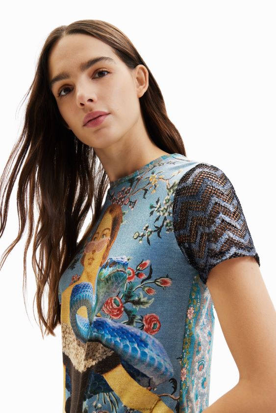 Desigual moterys megzti koliažiniai marškinėliai apranga S606BV858