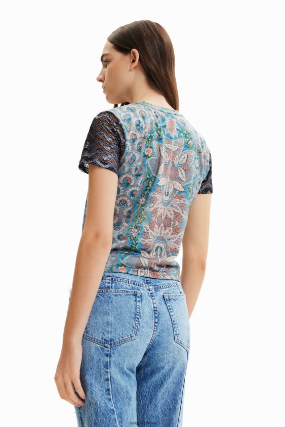 Desigual moterys megzti koliažiniai marškinėliai apranga S606BV858