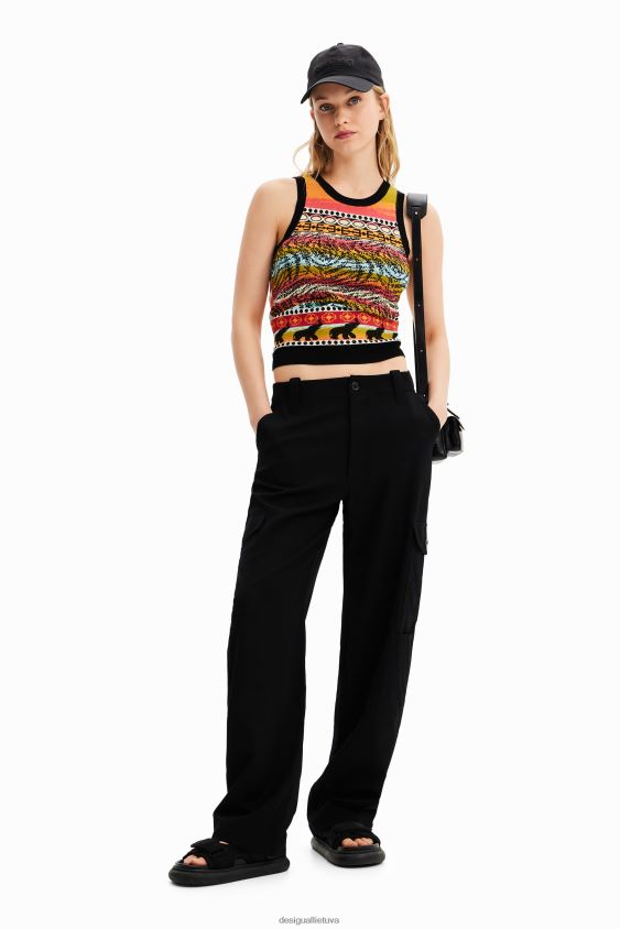 Desigual moterys megzti krašteliai marškinėliai apranga S606BV429