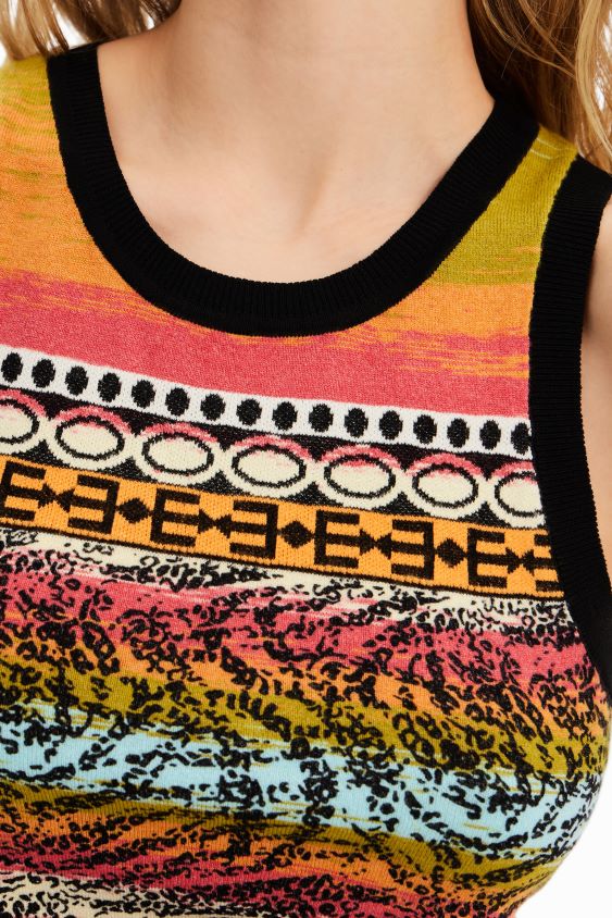 Desigual moterys megzti krašteliai marškinėliai apranga S606BV429
