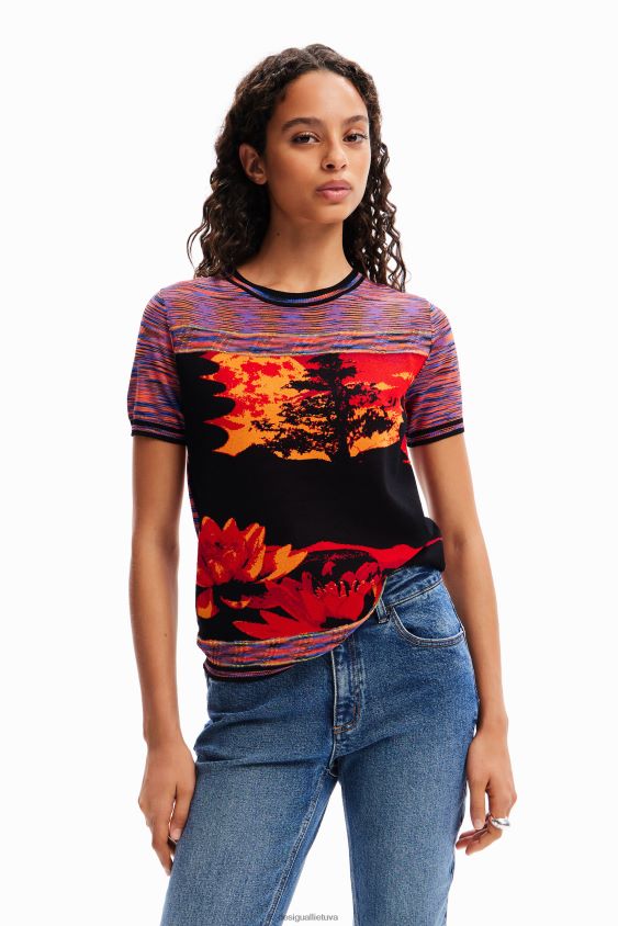 Desigual moterys megzti kraštovaizdžio marškinėliai apranga S606BV40