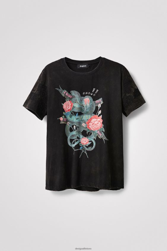 Desigual moterys meniški gyvatės marškinėliai apranga S606BV1090